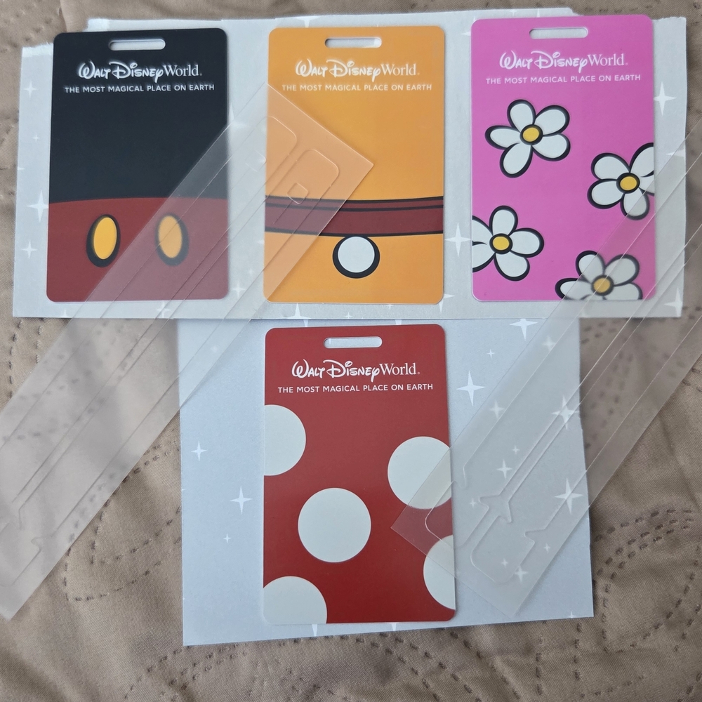 Disney Luggage Tag Set with Red, Pink, and Orange Designs